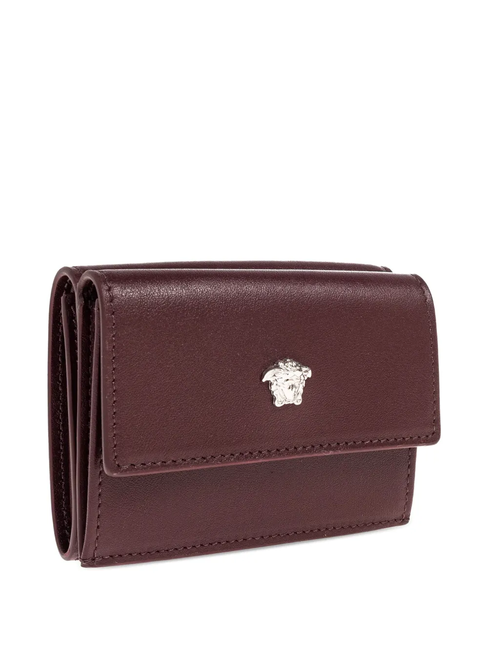 Versace Medusa-head Leather Wallet In Burgundy