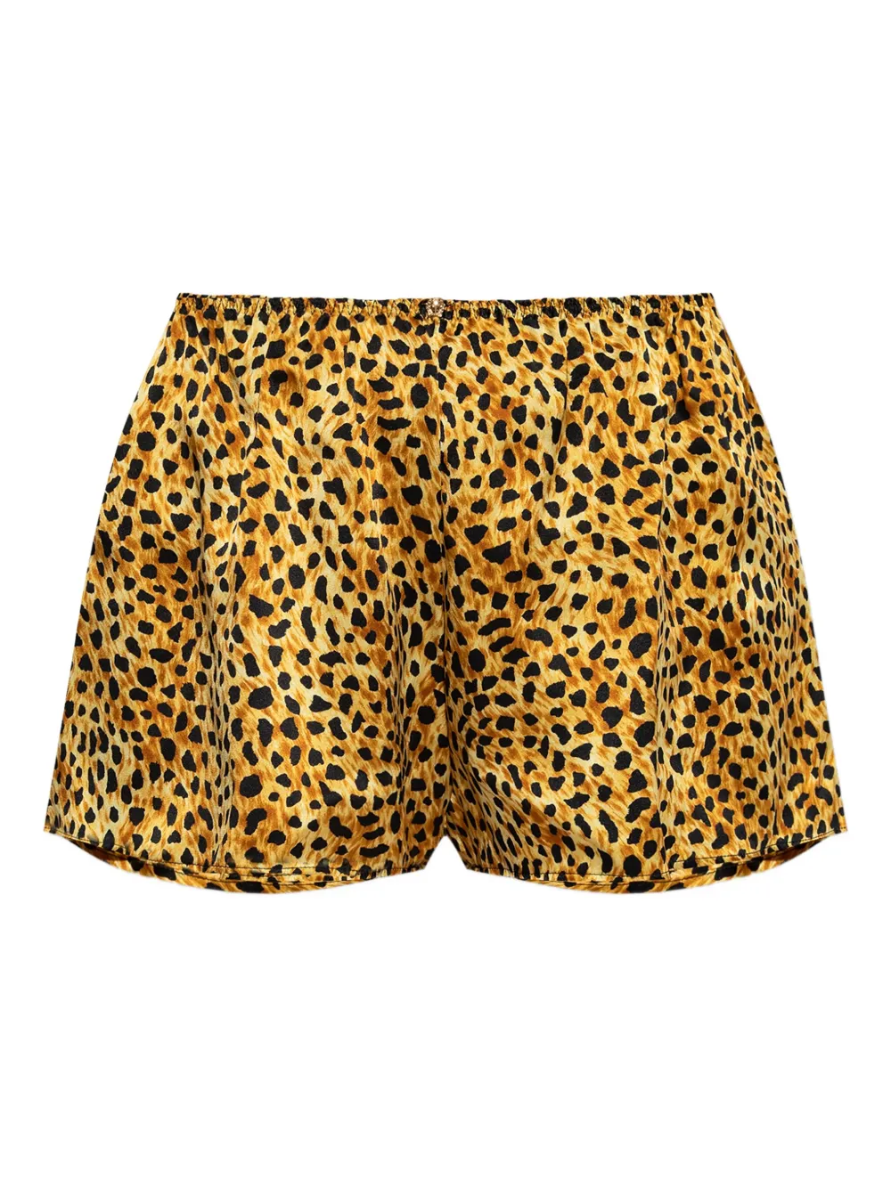 Versace Leopard-print Silk Shorts In Black