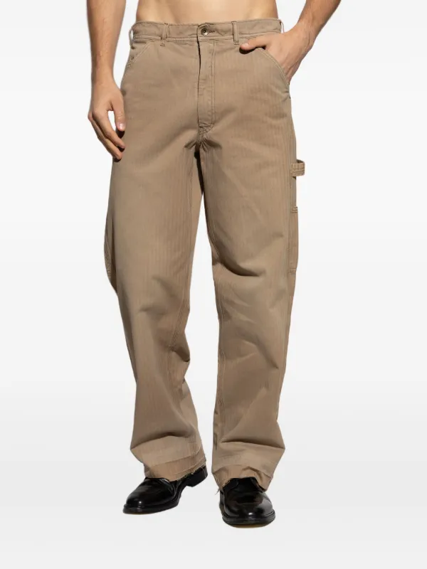 Maison Margiela Herringbone Frayed Trousers | Neutrals | FARFETCH