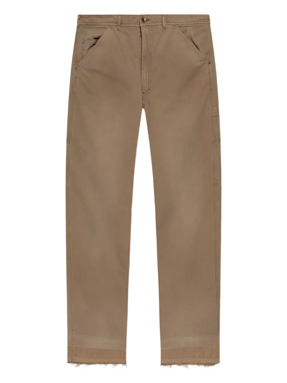 Maison Margiela Herringbone Pattern Straight Leg Trousers In Brown