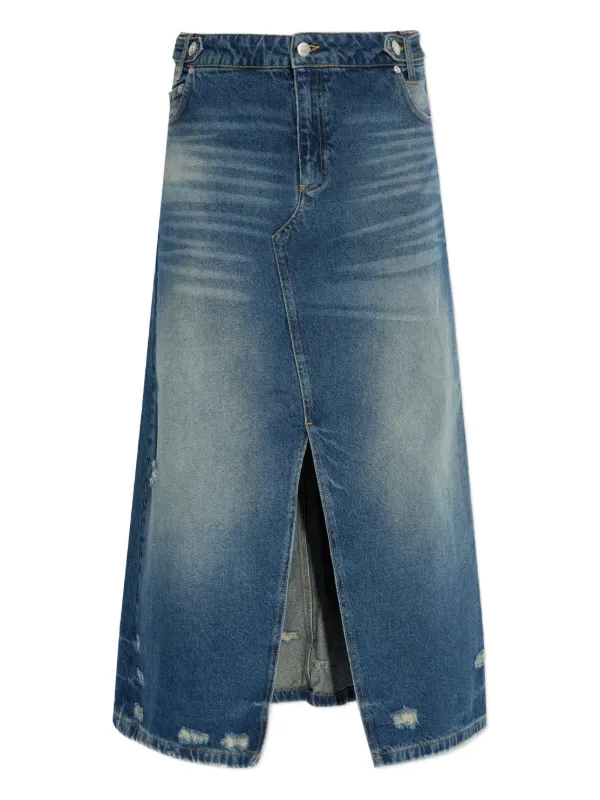 MISBHV Distressed Denim Skirt Blue FARFETCH NZ