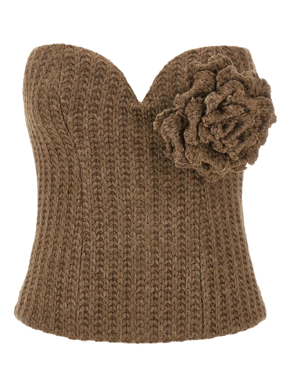 Giuseppe Di Morabito knitted flower-embellished bustier top | Brown | Image 1