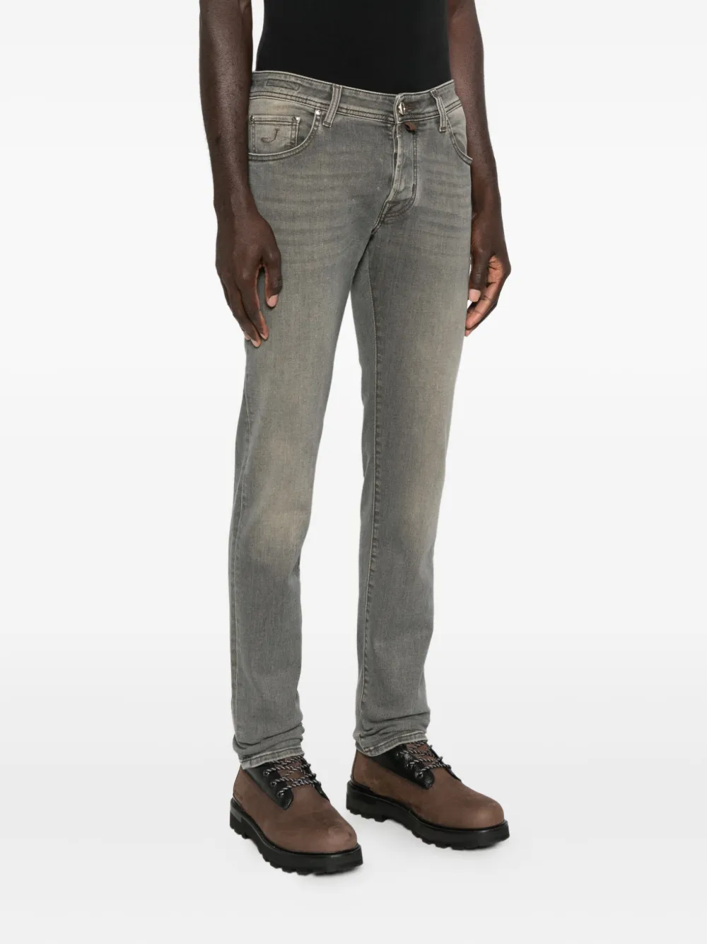 Jacob Cohen Distressed Cotton Jeans In Gray