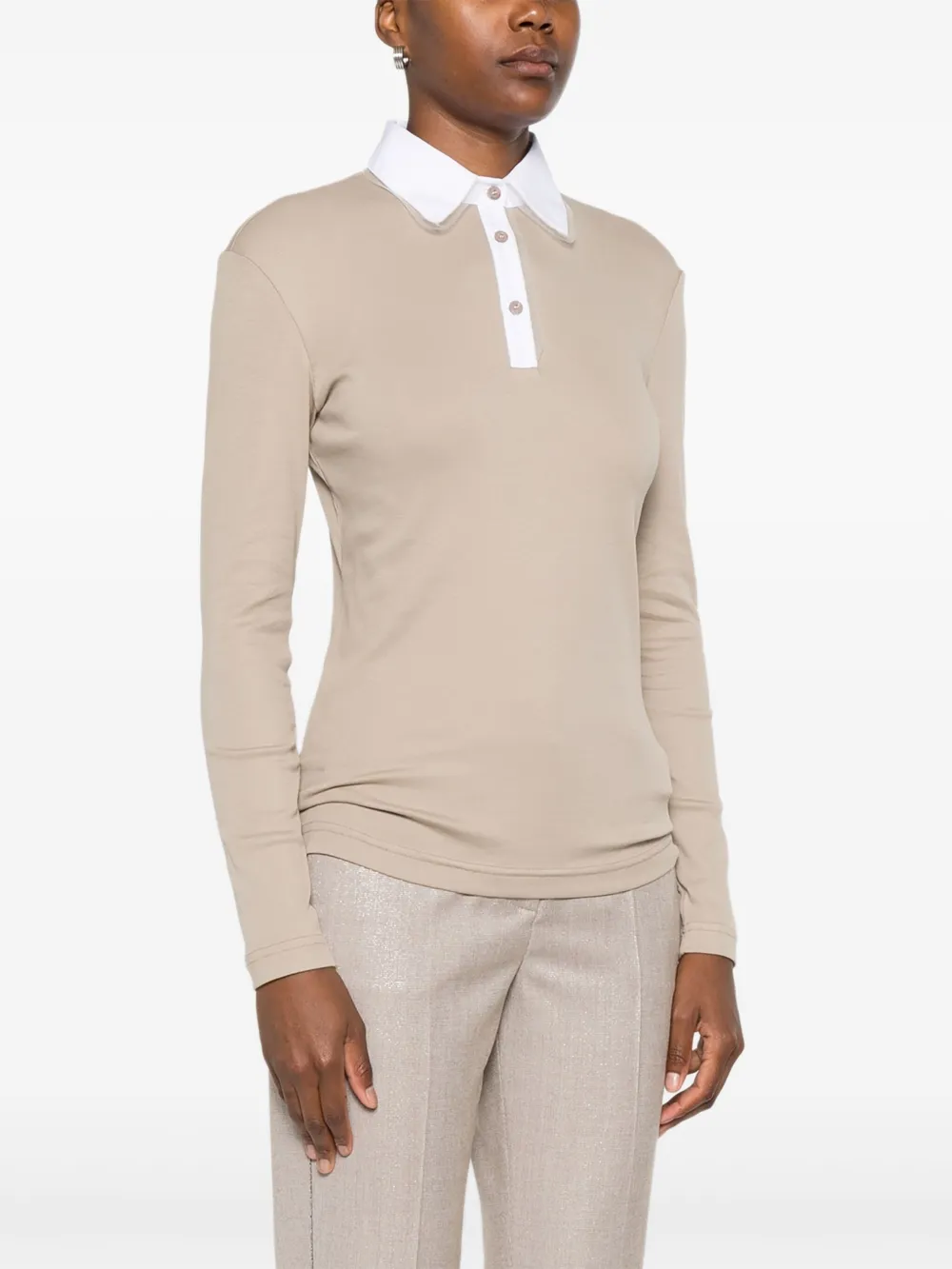 Fabiana Filippi Poloshirt met lange mouwen Beige