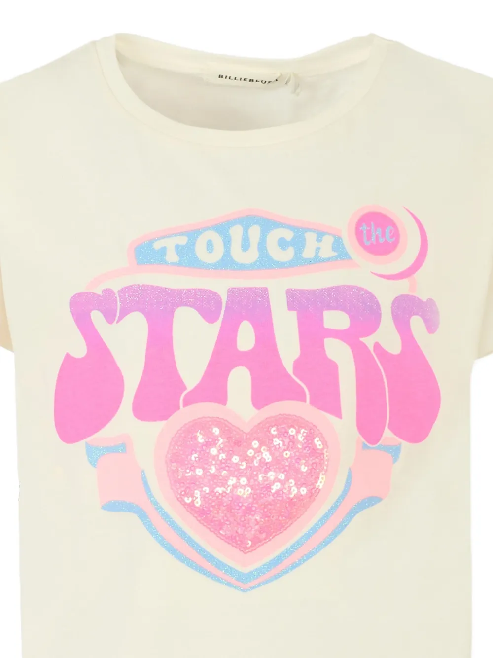 Billieblush T-shirt met pailletten en grafische print Beige