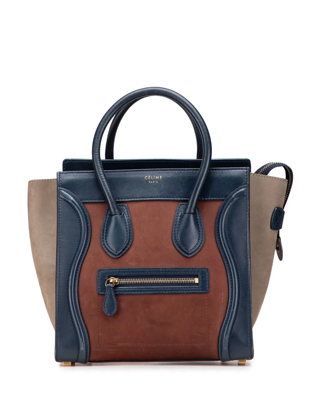 Céline Pre-Owned 2012 Micro Suede Tricolor Luggage tote bag - ブラウン Céline Pre-Owned 2012 Micro Suede Tricolor Luggage tote bag - ブラウン