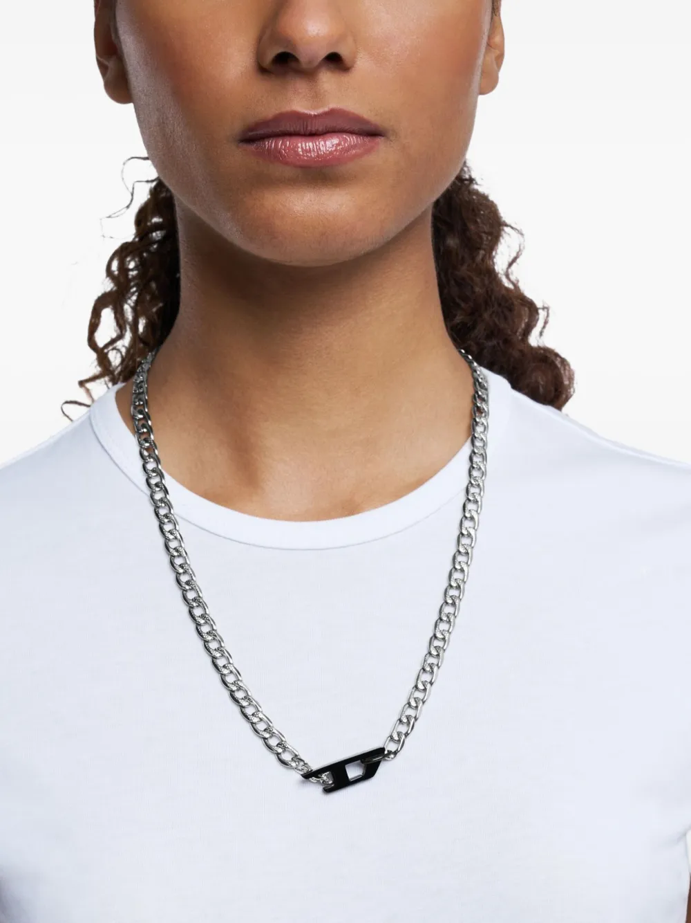 Diesel curb-chain steel necklace - Grijs