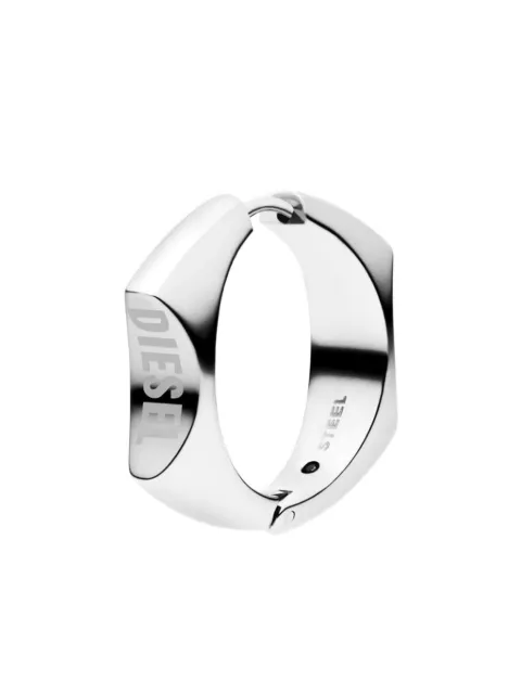 Diesel steel logo hoop earrings