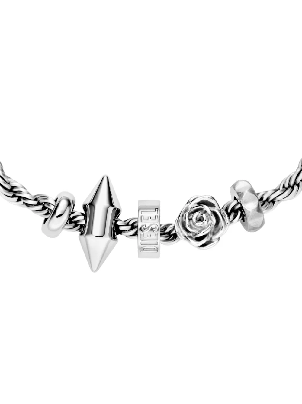 Diesel Rope-chain Charm Bracelet In Metallic