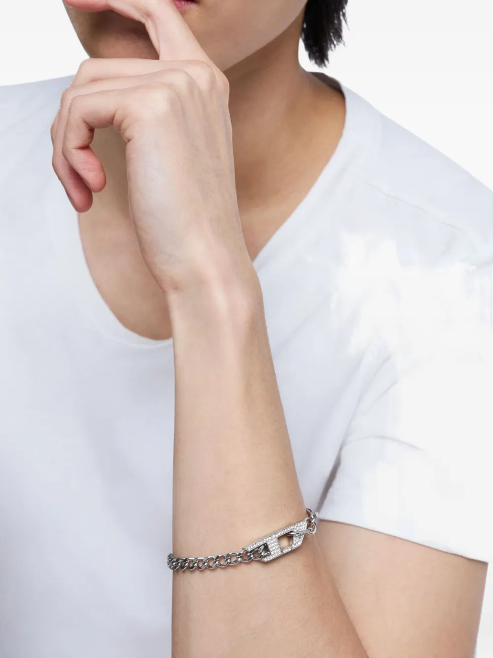 Diesel chain-link pavé bracelet - Grijs