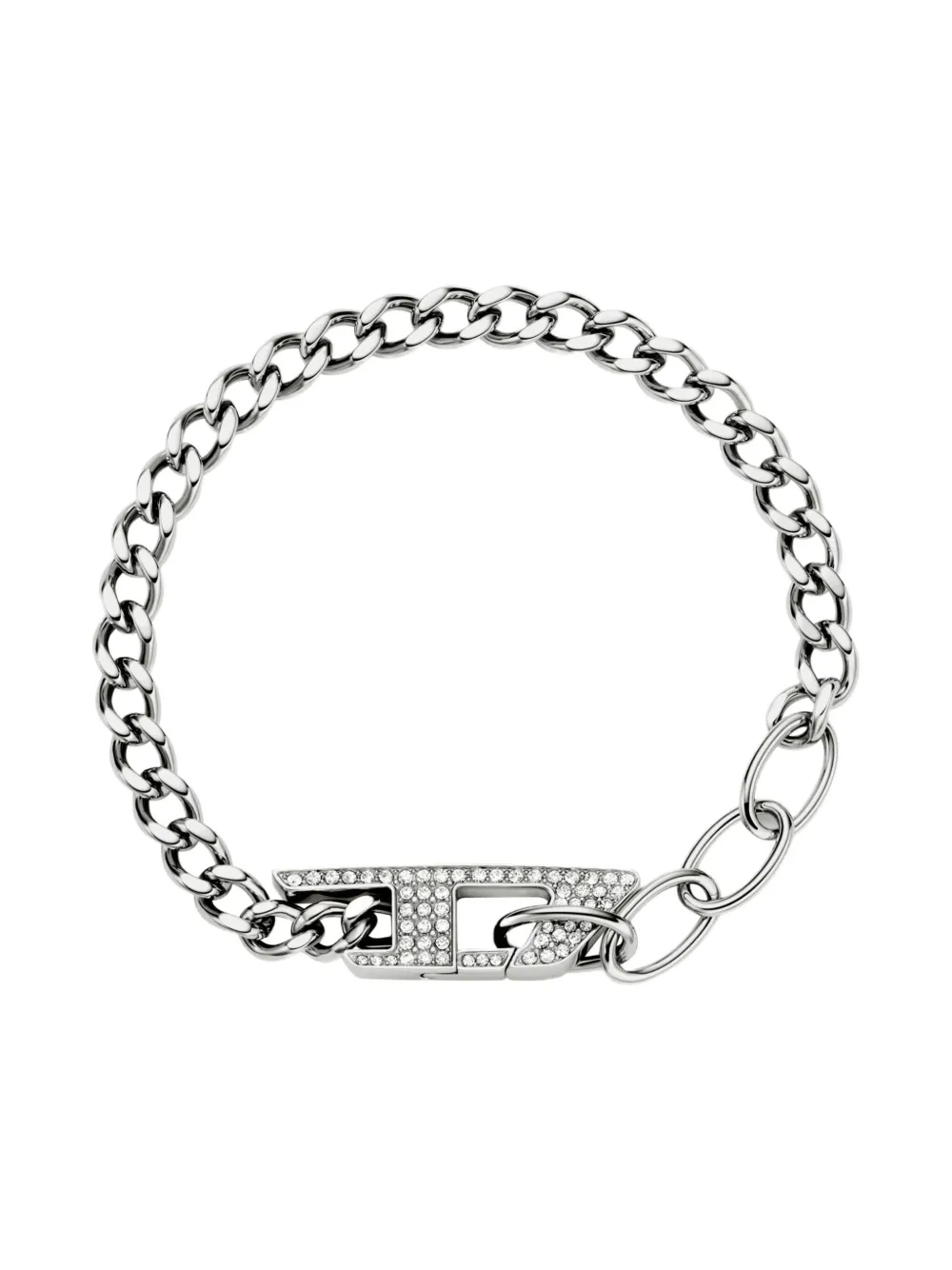 Diesel Chain-link Pavé Bracelet In Metallic