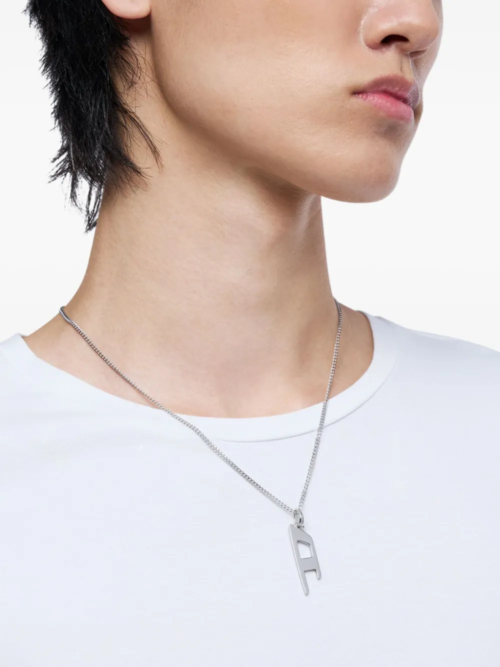 Diesel logo-pendant necklace - Grijs