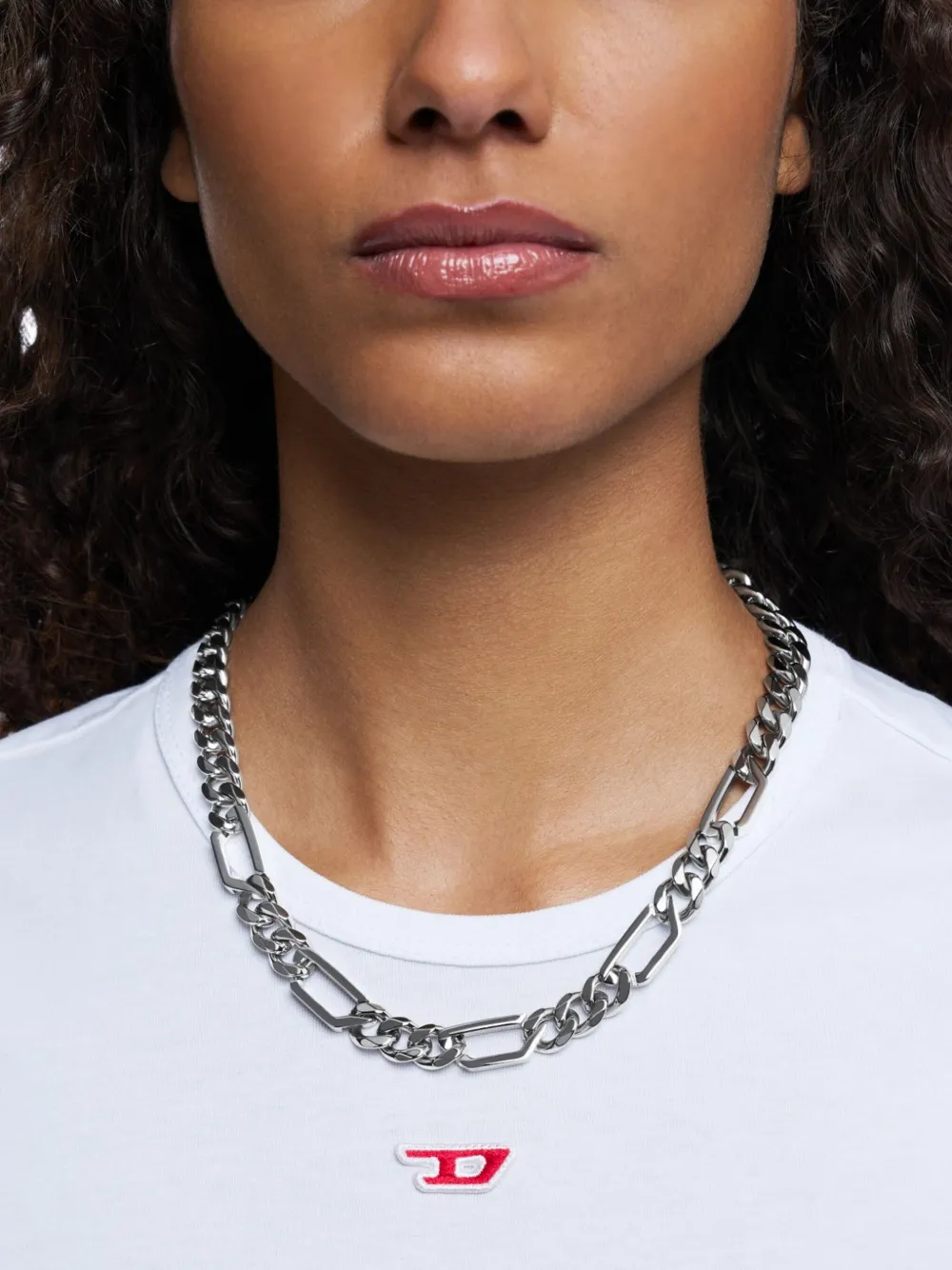 Diesel steel chain-link necklace - Grijs
