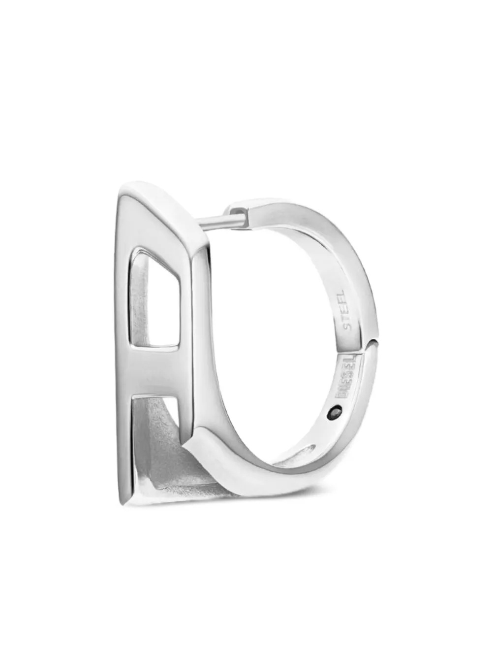 Diesel Steel Hoop Earrings In Metallic