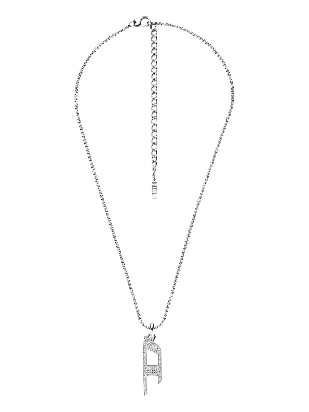 Diesel steel crystal-pavé necklace - Grigio