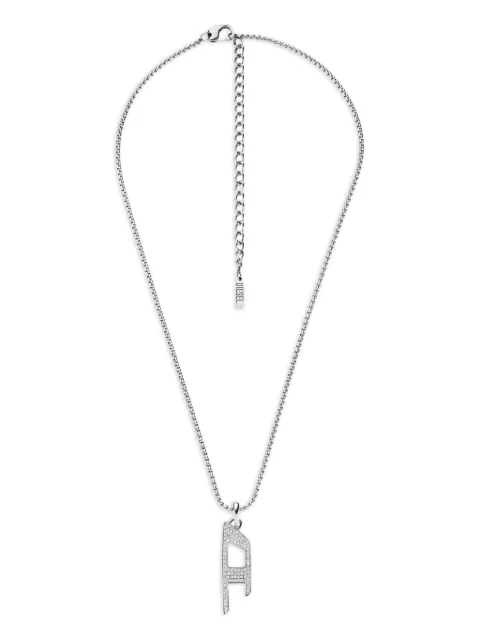 Diesel steel crystal-pavé necklace