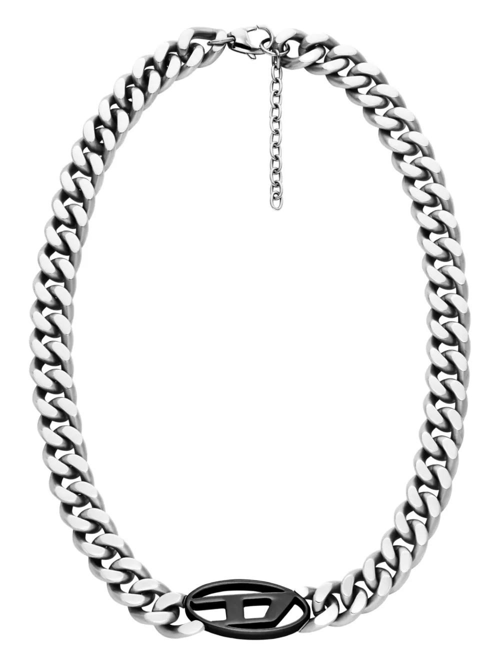 Diesel Curb-chain Logo Necklace In Metallic