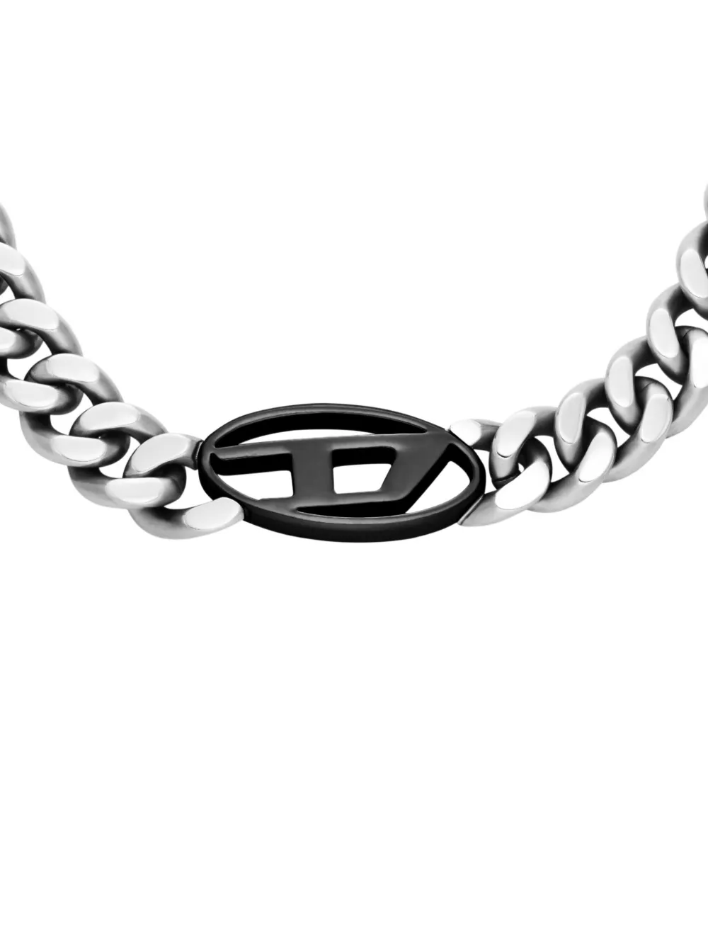 Diesel Curb-chain Logo Necklace In Metallic