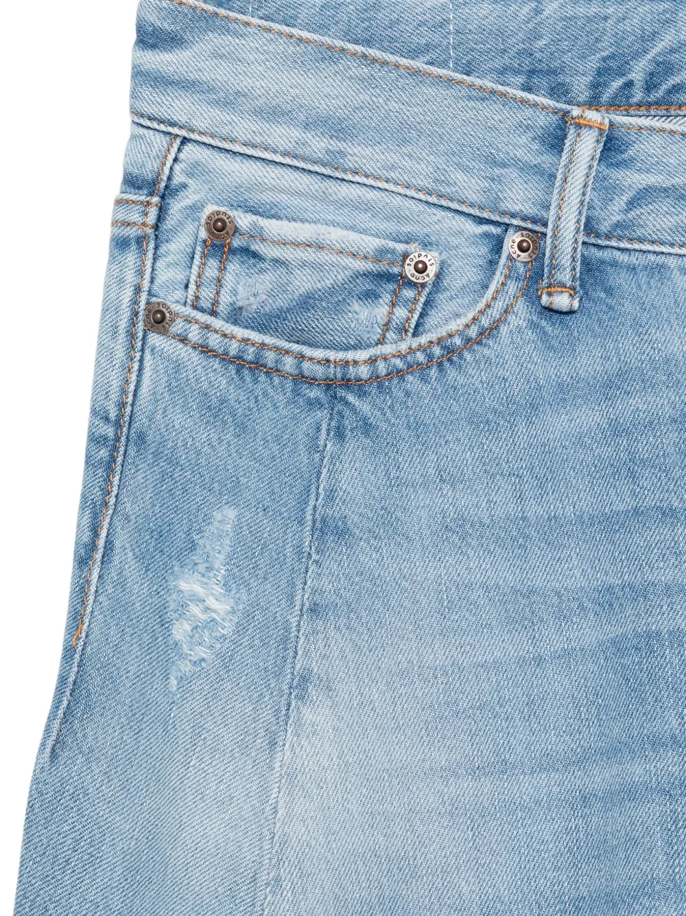 Acne Studios Gerafelde denim jeans met vlakken Blauw