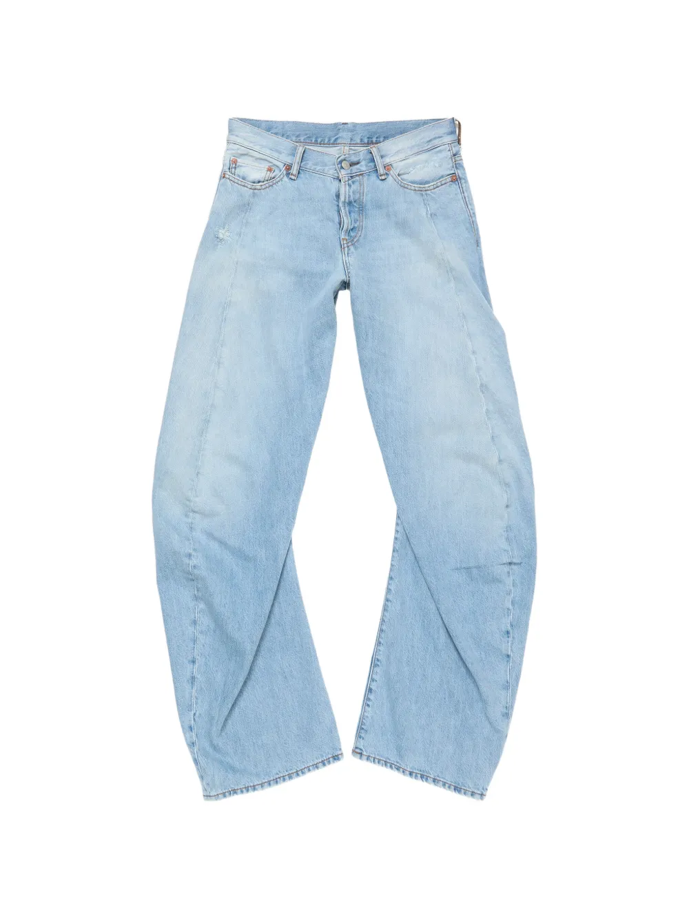 Acne Studios Gerafelde denim jeans met vlakken Blauw