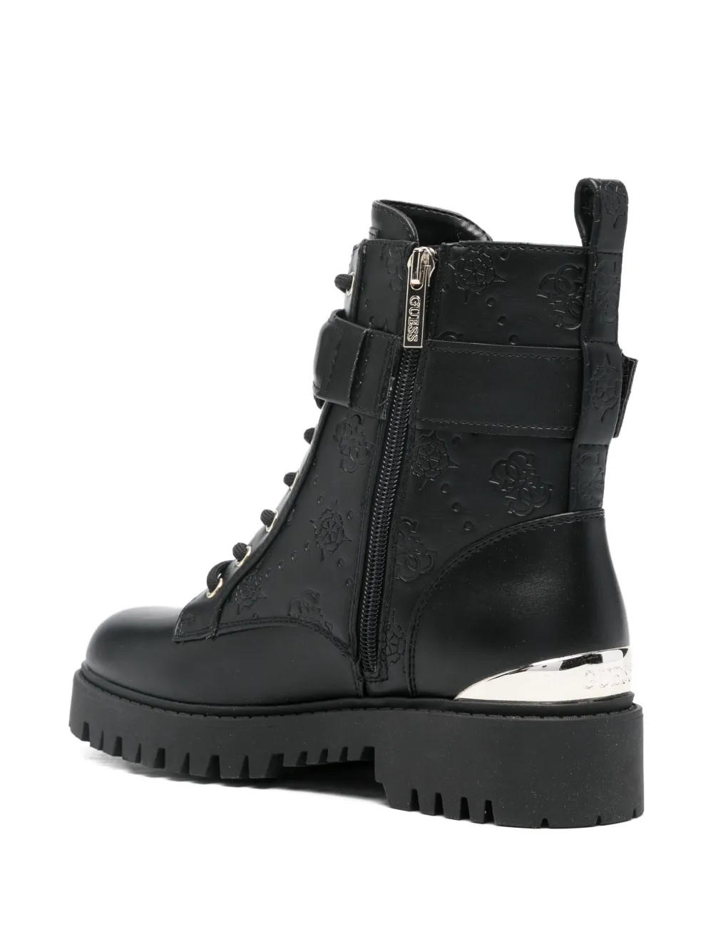 Guess Usa 40mm Oranda 4g Peony Logo-debossed Combat Boots In Black