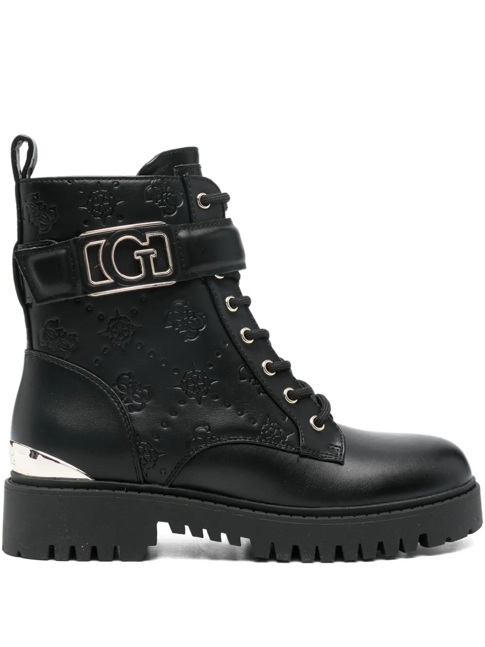 GUESS USA 40mm Oranda 4G Peony logo-debossed combat boots Black