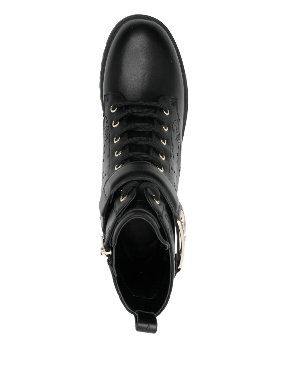Guess Usa 40mm Oranda 4g Peony Logo-debossed Combat Boots In Black