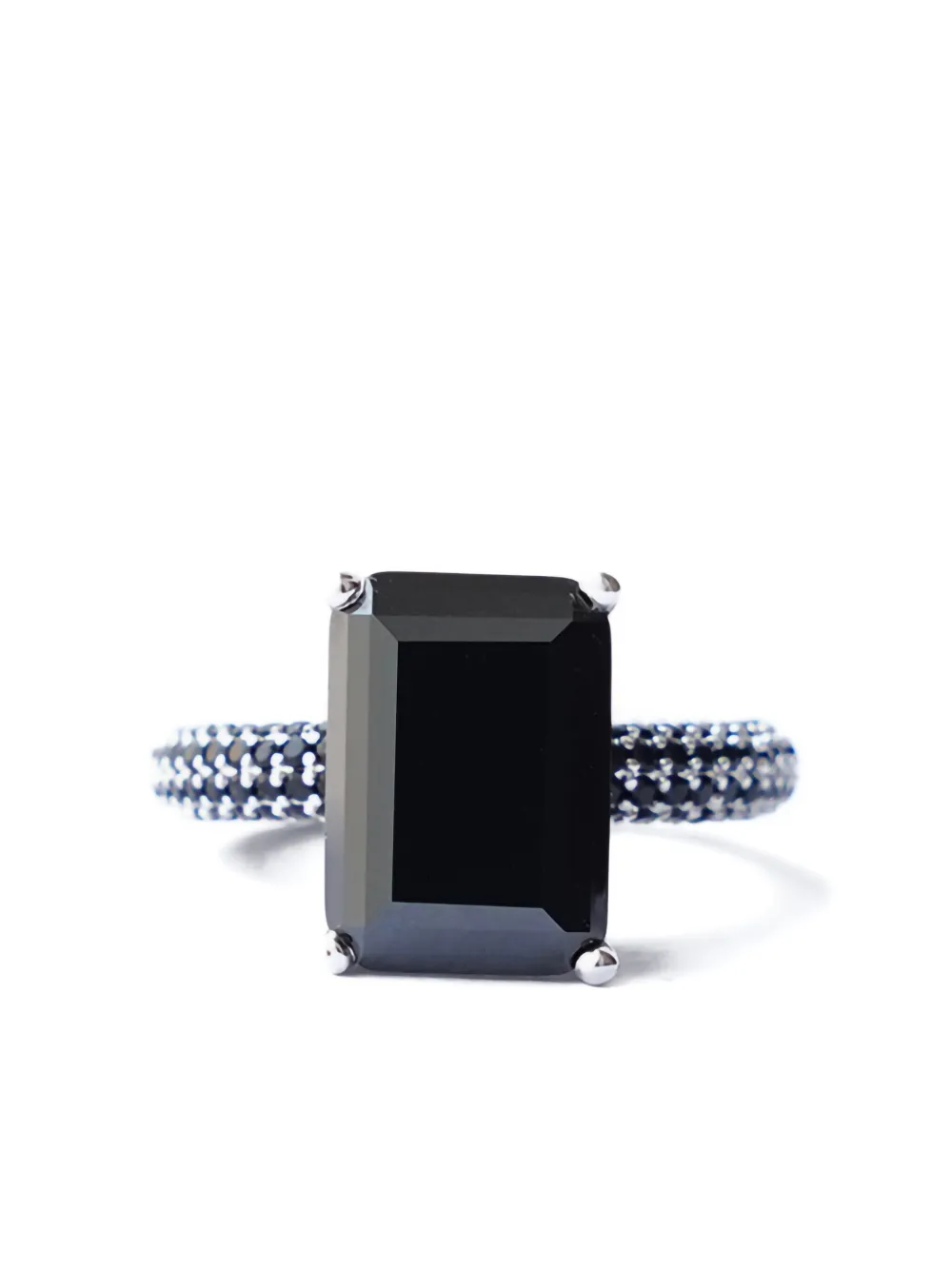 Izabel Display Mega rectangle-shaped zirconia ring - ブラック Izabel Display Mega rectangle-shaped zirconia ring - ブラック