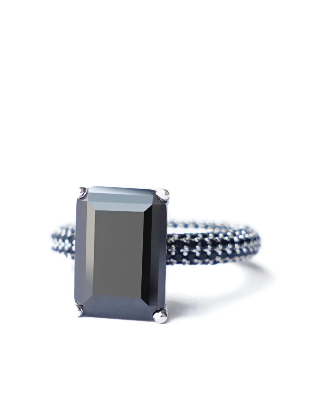Izabel Display Mega rectangle-shaped zirconia ring - Zwart