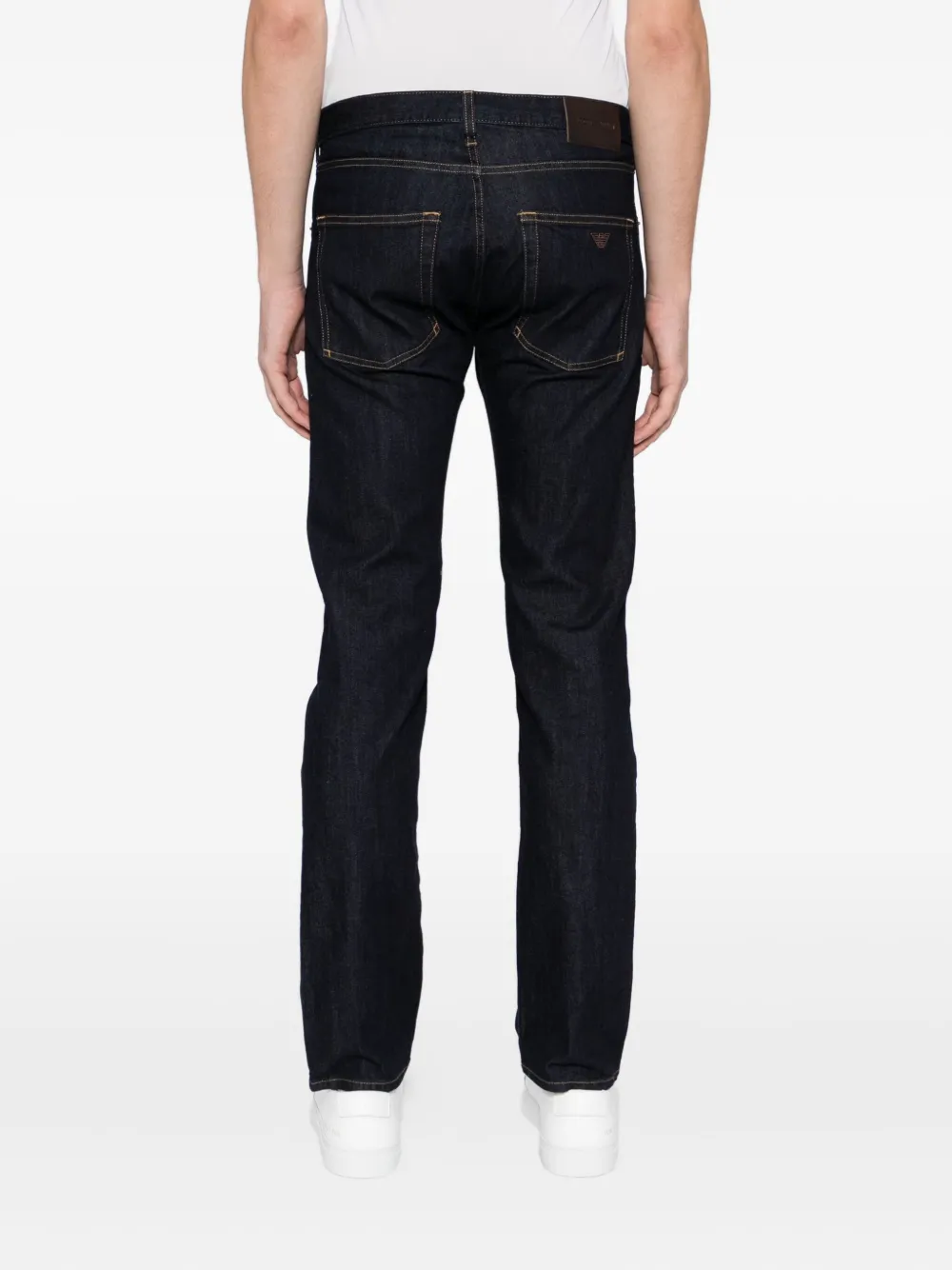Emporio Armani Logo-patch Jeans In Black