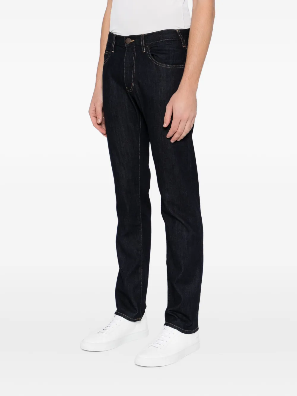 Emporio Armani Logo-patch Jeans In Black