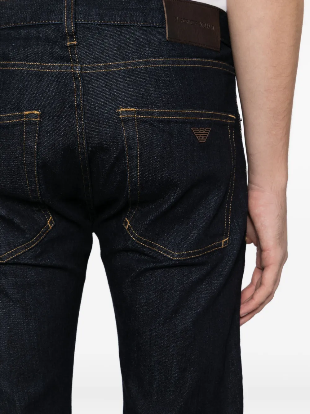 Emporio Armani Logo-patch Jeans In Black