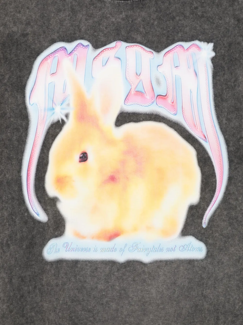 Msgm Rabbit-print Acid-wash T-shirt In Gray