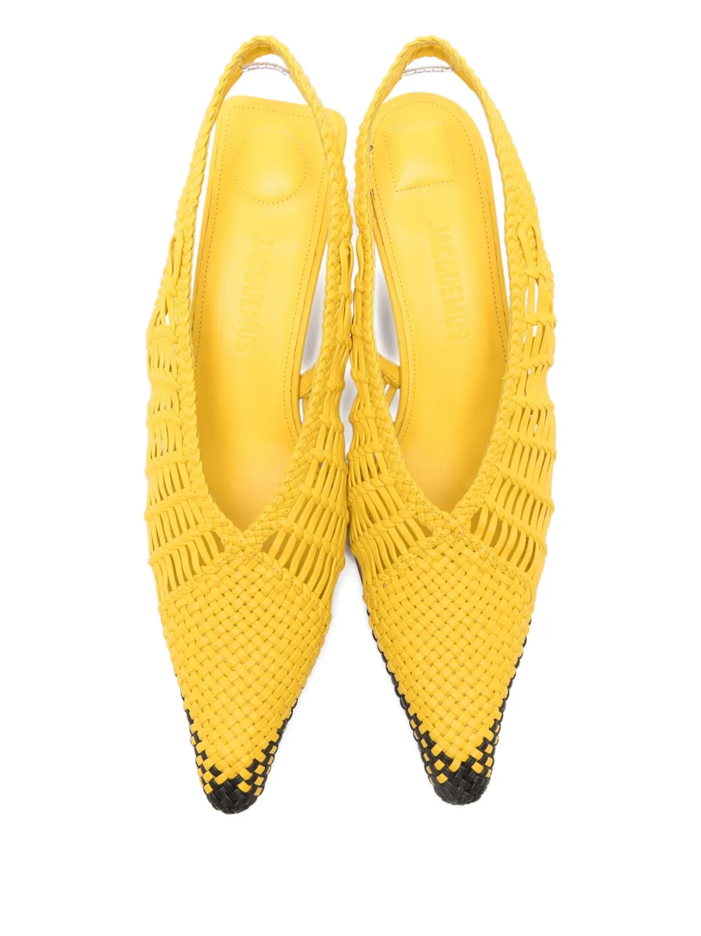 Pre-owned Jacquemus 30mm Les Cubisto Banane Slingback Pumps In Yellow