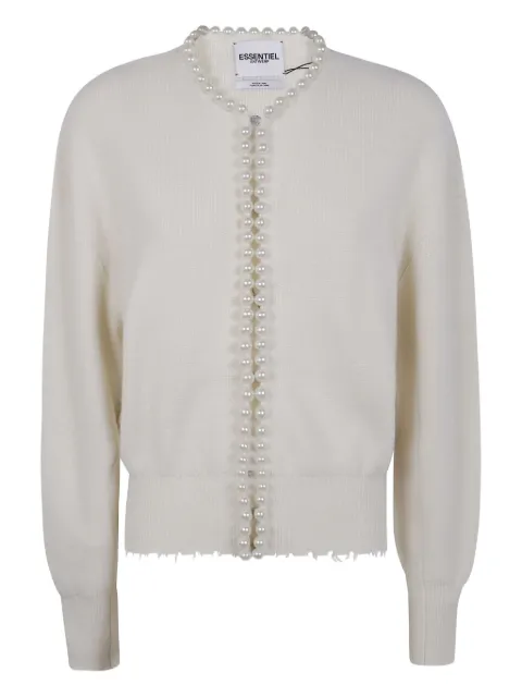 Essentiel Antwerp pearl-embellished frayed cardigan