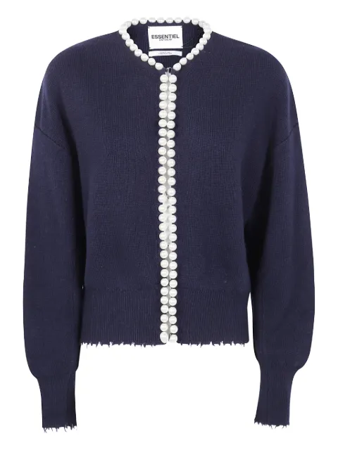 Essentiel Antwerp pearl-embellished frayed cardigan