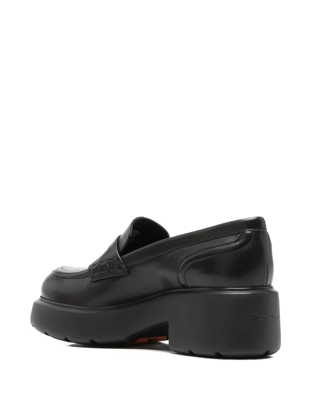 Santoni 55mm penny-slot leather platform loafers Black