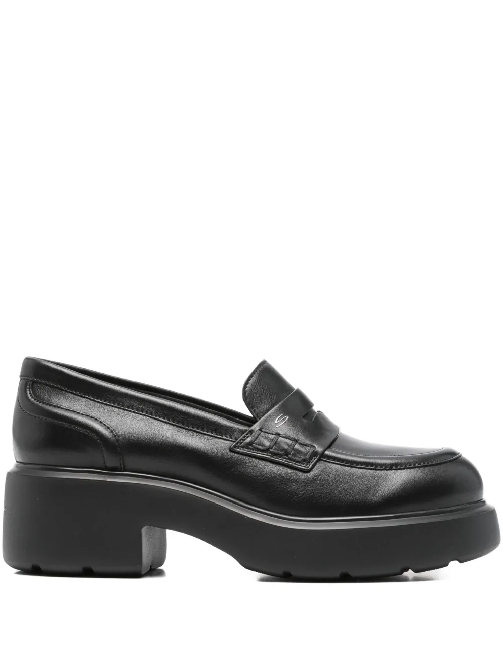 Santoni 55mm penny-slot leather platform loafers Black