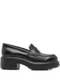 Santoni 55mm penny-slot leather platform loafers - Black