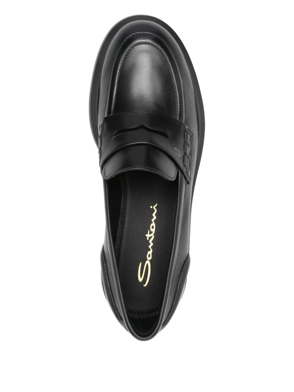 Santoni 55mm penny-slot leather platform loafers Black