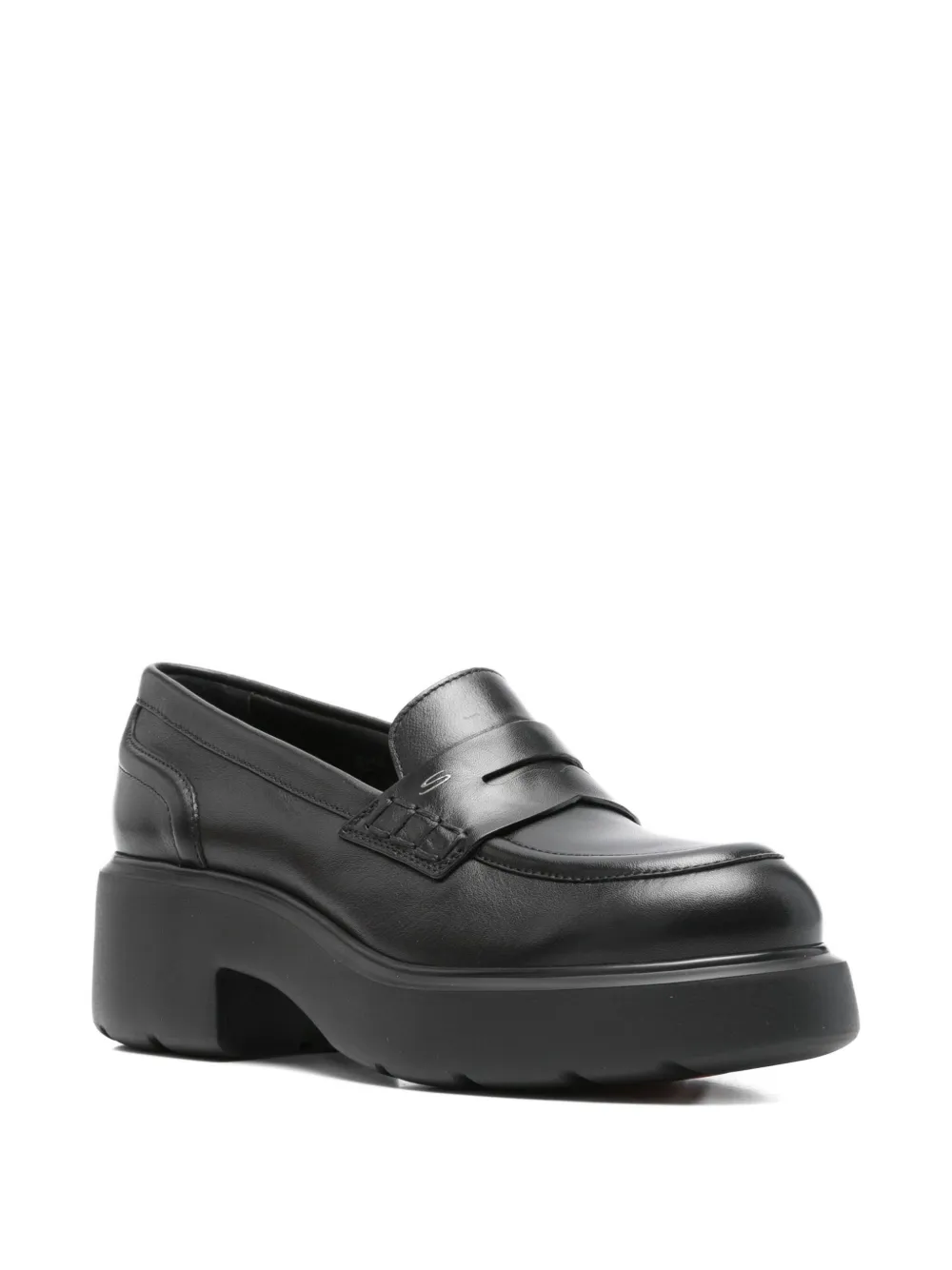 Santoni 55mm penny-slot leather platform loafers - Zwart