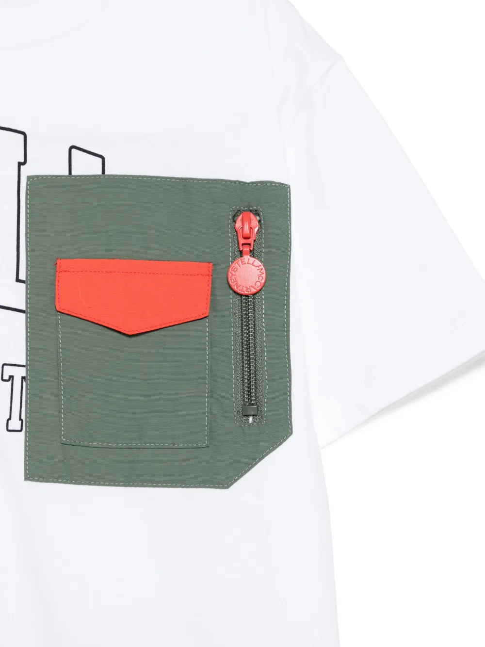 Stella McCartney Kids zip-pocket panelled T-shirt Wit