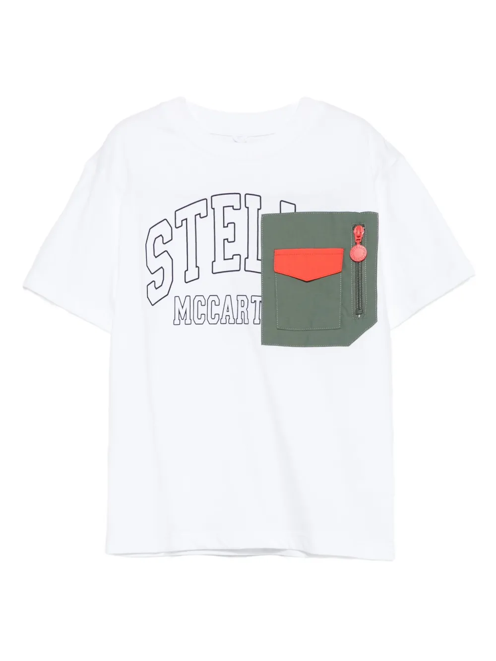 Stella McCartney Kids zip-pocket panelled T-shirt Wit