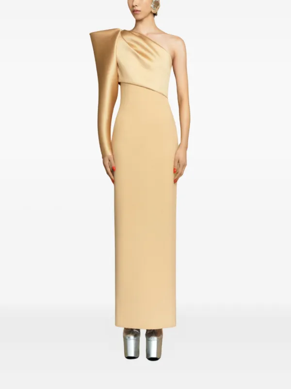 Solace London Tally satin-sleeve Maxi Dress | Neutrals | FARFETCH