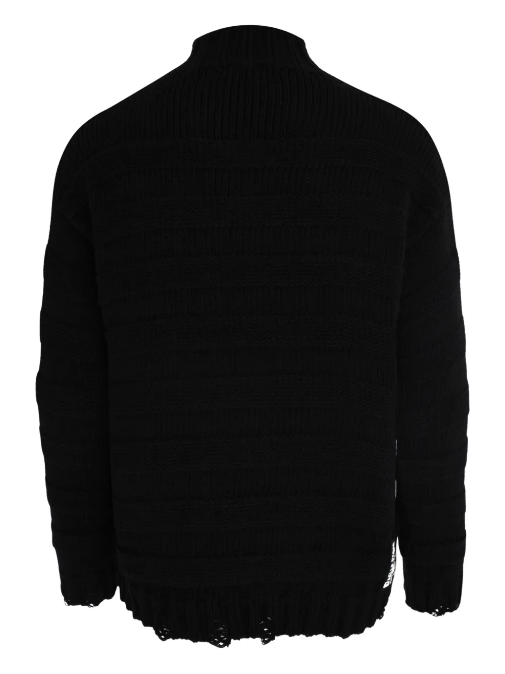 Gaelle high-neck frayed-hem sweater - Zwart