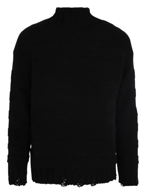 Gaelle suéter con cuello de tortuga y dobladillo deshilachado