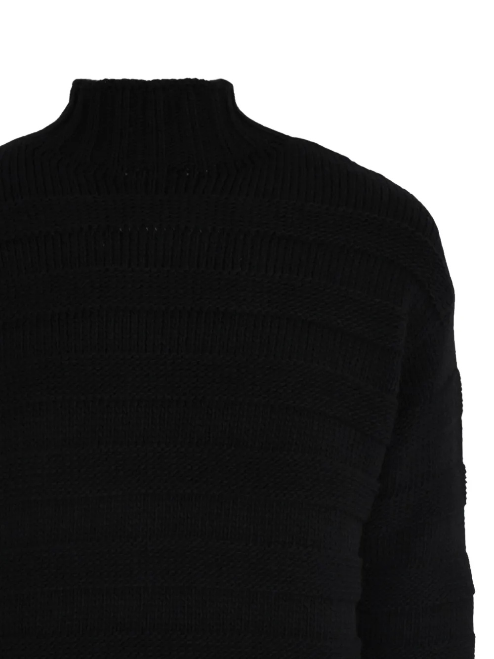 Gaëlle High-neck Frayed-hem Sweater In Black