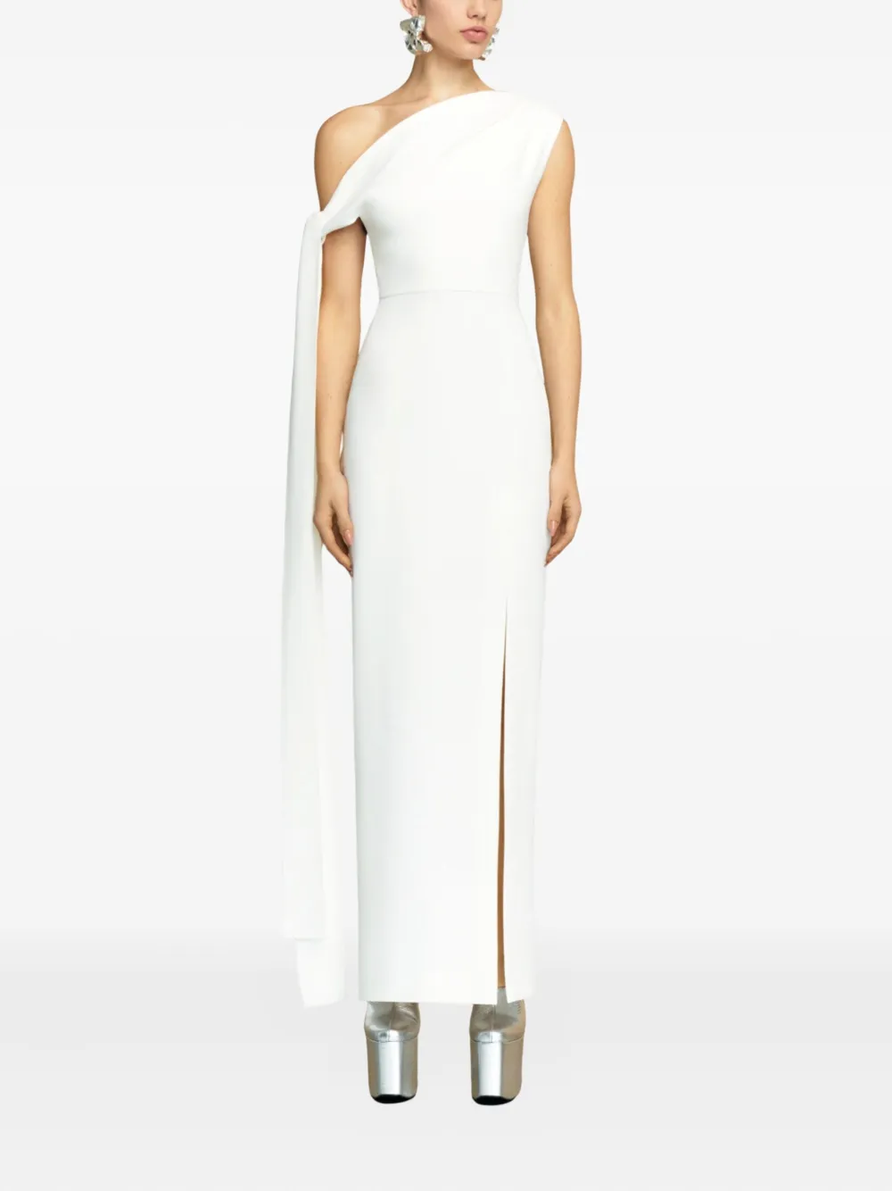 Solace London Irina one-shoulder draped maxi dress - Wit