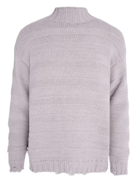 Gaelle suéter con cuello de tortuga y dobladillo deshilachado