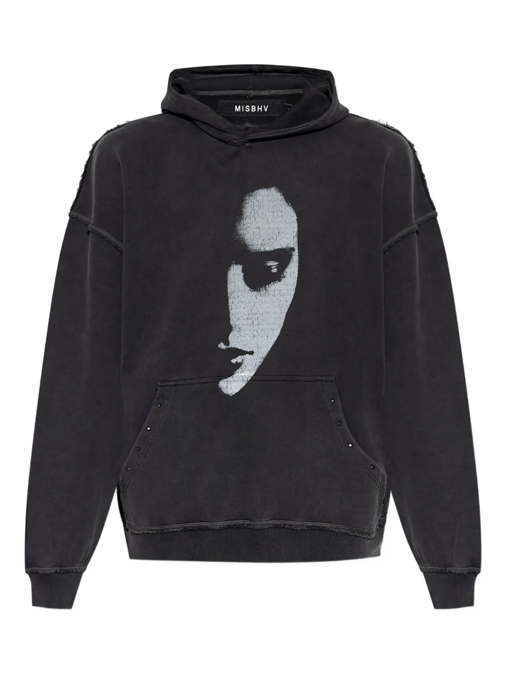 MISBHV face-print studded hoodie | Black | Image 1